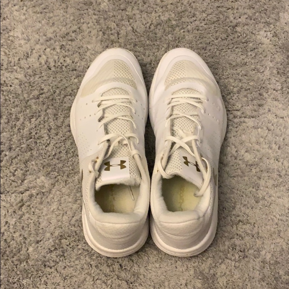 COPY - White Under armor volleyball shoes.